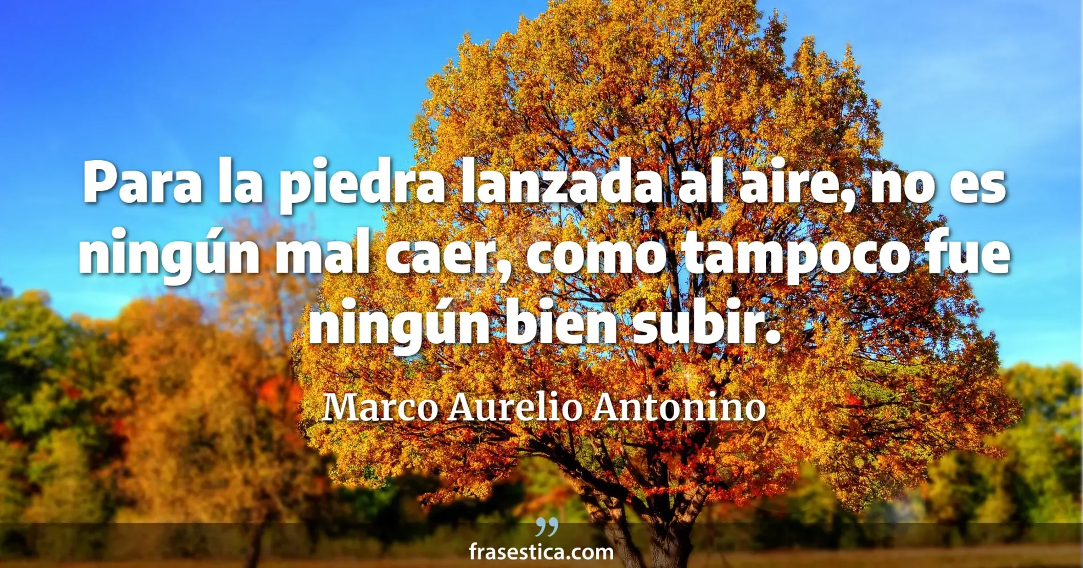 Para la piedra lanzada al aire, no es ningún mal caer, como tampoco fue ningún bien subir. - Marco Aurelio Antonino