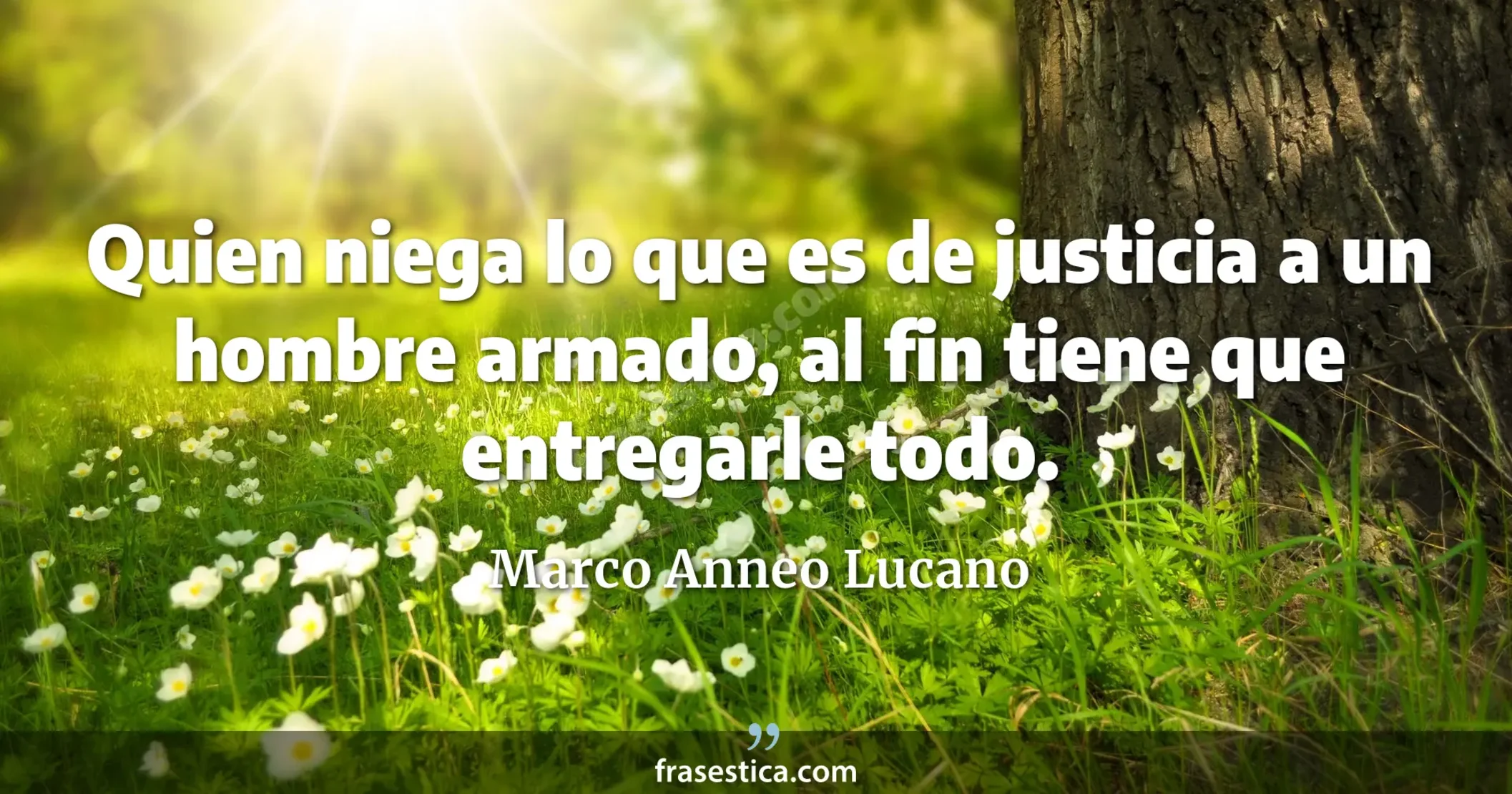Quien niega lo que es de justicia a un hombre armado, al fin tiene que entregarle todo. - Marco Anneo Lucano