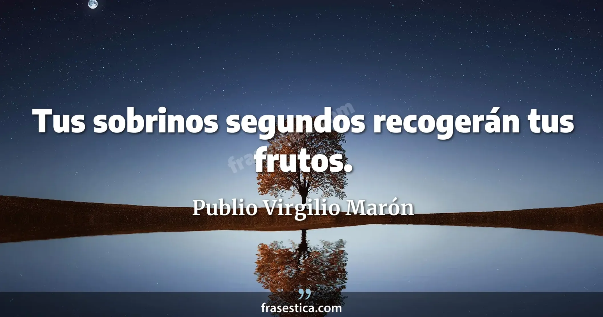 Tus sobrinos segundos recogerán tus frutos. - Publio Virgilio Marón