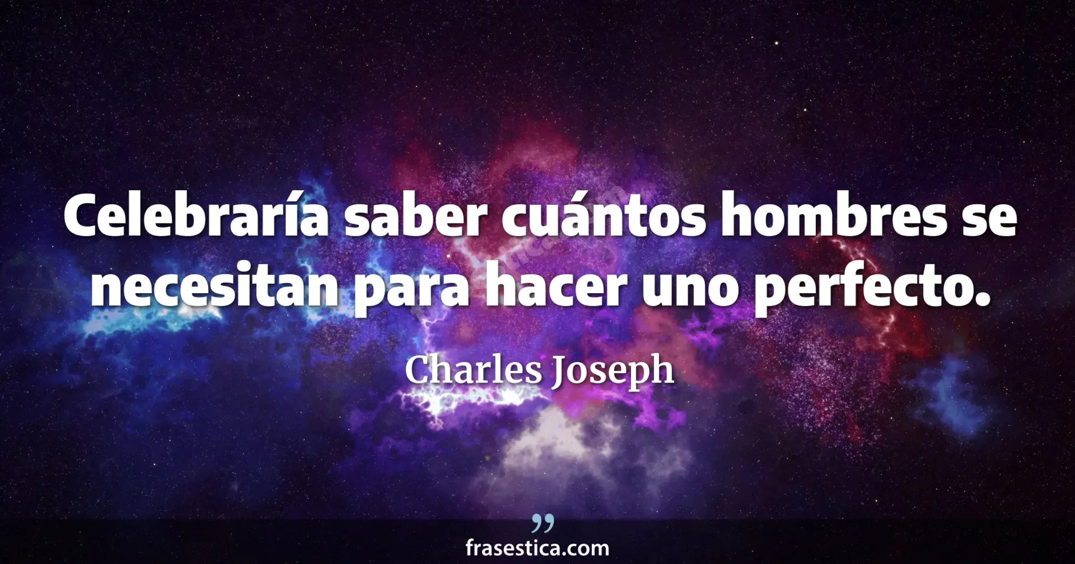 Celebraría saber cuántos hombres se necesitan para hacer uno perfecto. - Charles Joseph