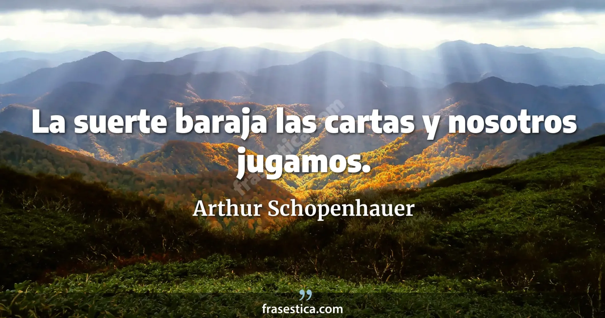 La suerte baraja las cartas y nosotros jugamos. - Arthur Schopenhauer