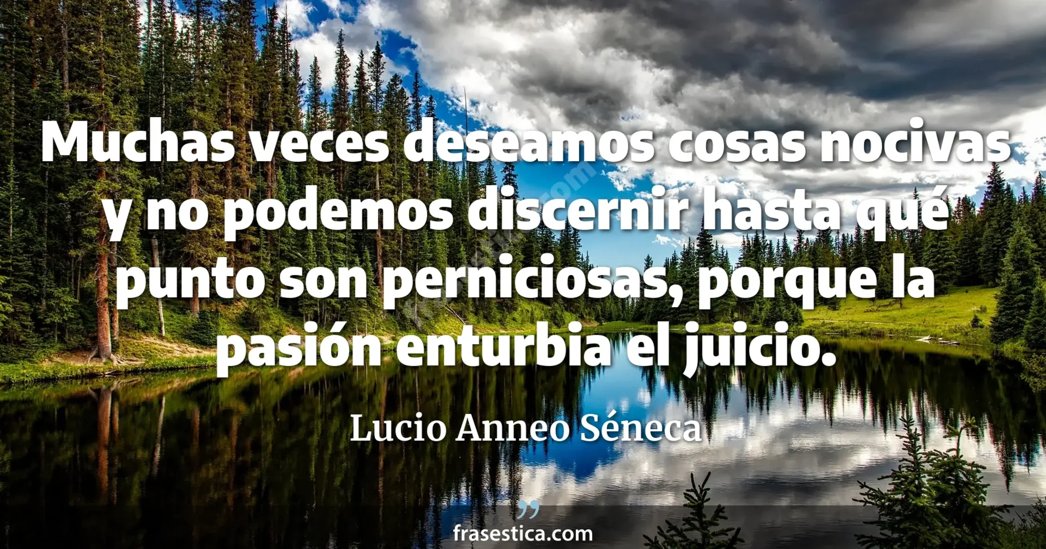 Muchas veces deseamos cosas nocivas y no podemos discernir hasta qué punto son perniciosas, porque la pasión enturbia el juicio. - Lucio Anneo Séneca