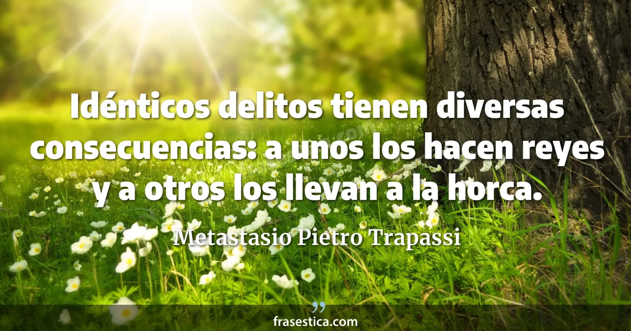 Idénticos delitos tienen diversas consecuencias: a unos los hacen reyes y a otros los llevan a la horca. - Metastasio Pietro Trapassi