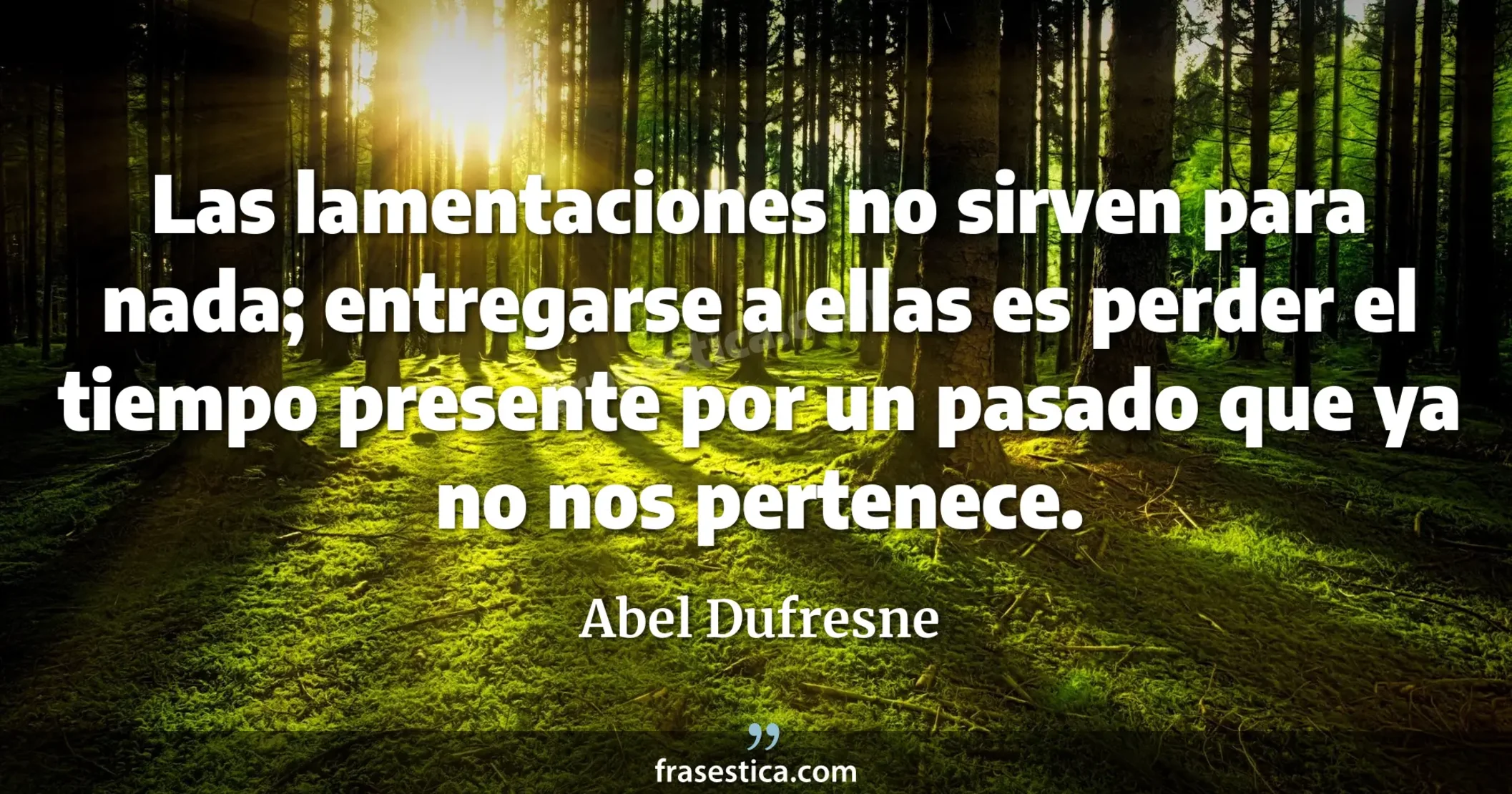 Las lamentaciones no sirven para nada; entregarse a ellas es perder el tiempo presente por un pasado que ya no nos pertenece. - Abel Dufresne