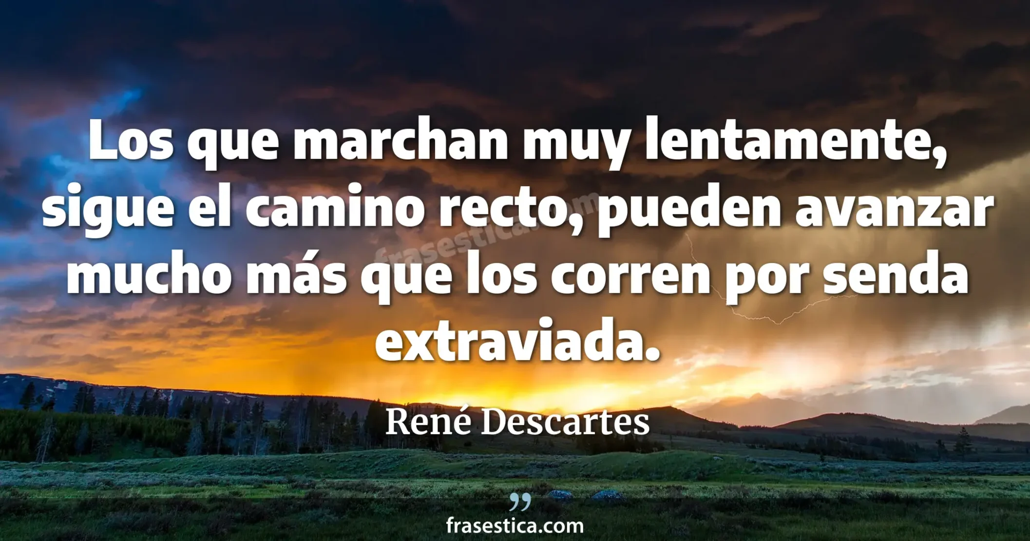 Los que marchan muy lentamente, sigue el camino recto, pueden avanzar mucho más que los corren por senda extraviada. - René Descartes