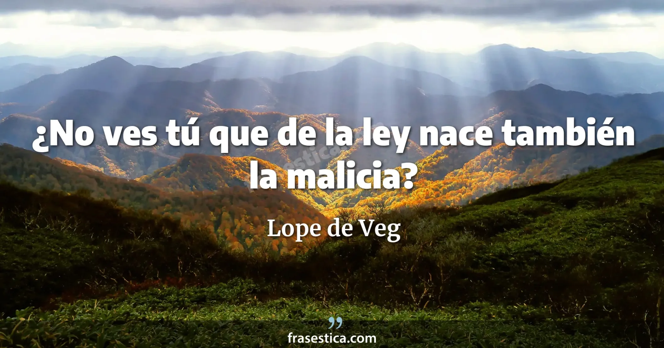 ¿No ves tú que de la ley nace también la malicia? - Lope de Veg