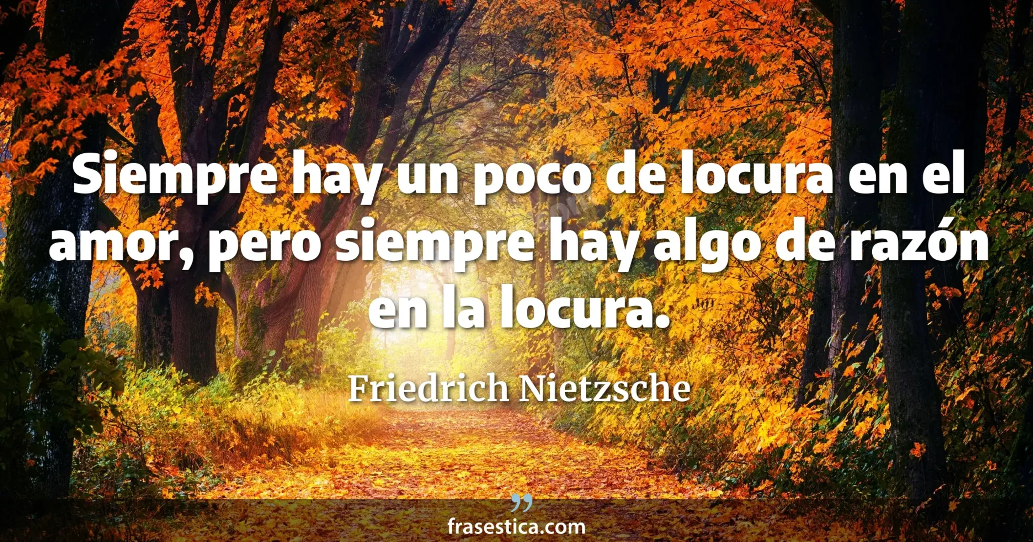 Siempre hay un poco de locura en el amor, pero siempre hay algo de razón en la locura. - Friedrich Nietzsche