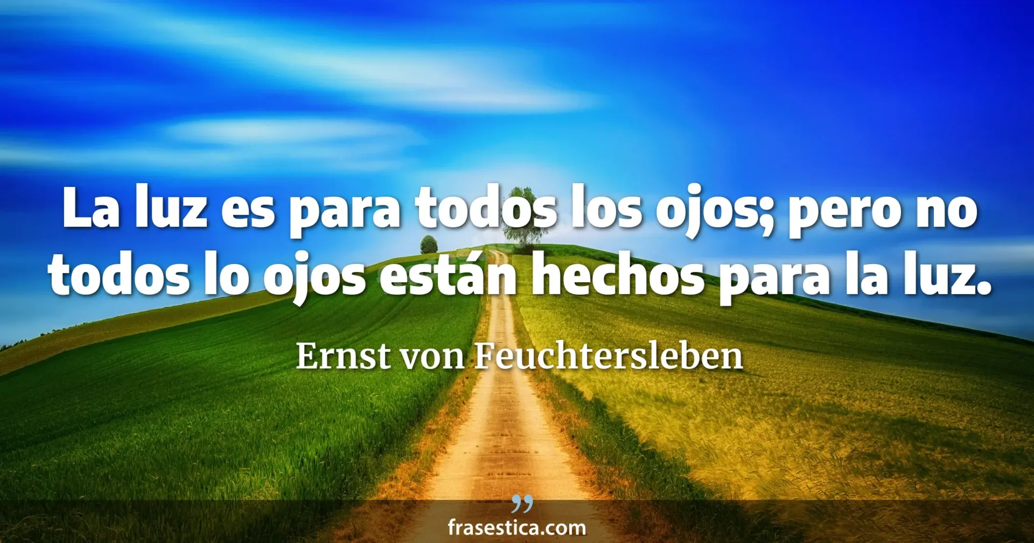 La luz es para todos los ojos; pero no todos lo ojos están hechos para la luz. - Ernst von Feuchtersleben