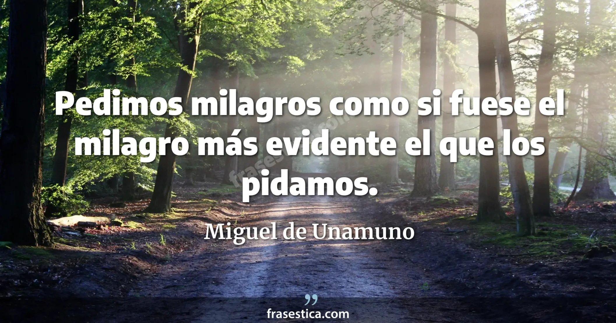 Pedimos milagros como si fuese el milagro más evidente el que los pidamos. - Miguel de Unamuno