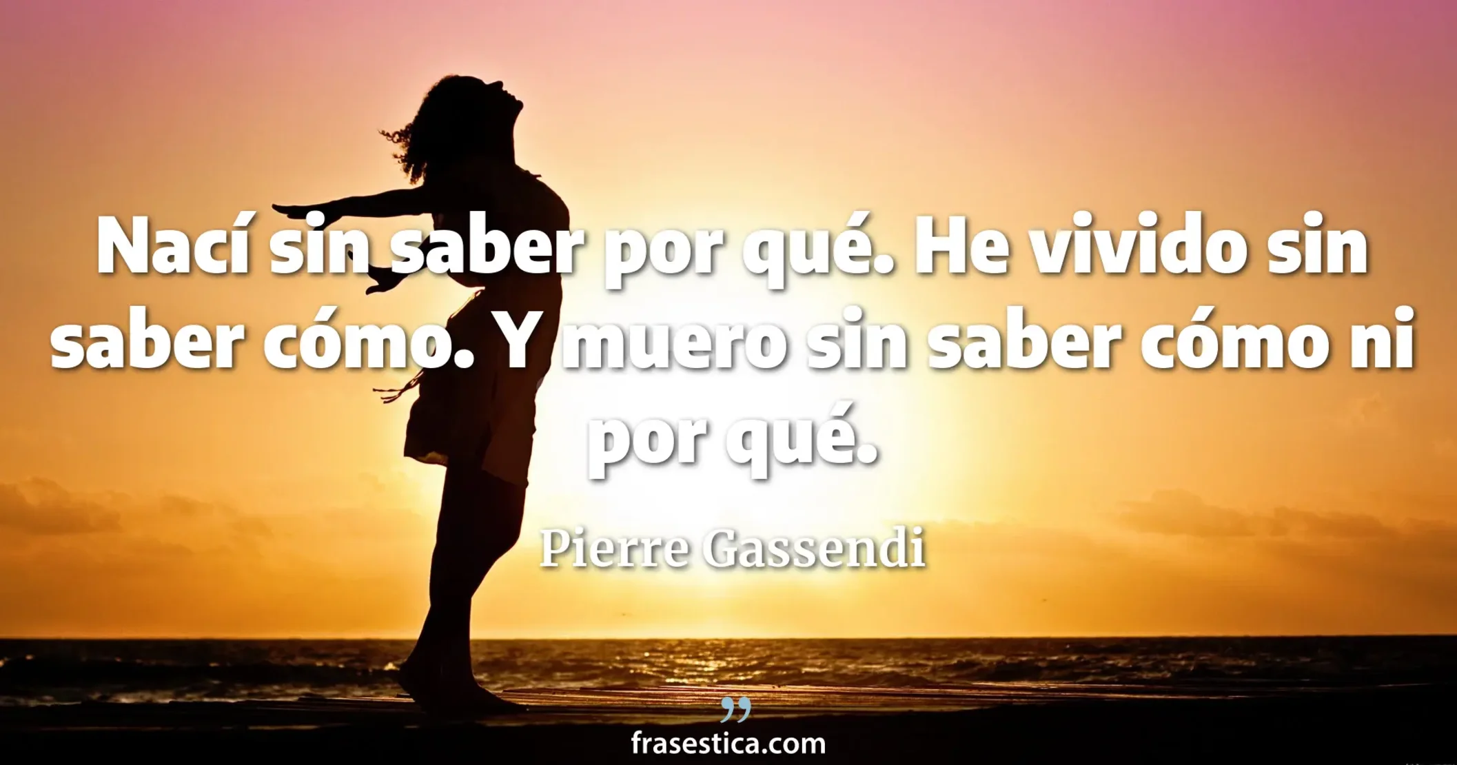 Nací sin saber por qué. He vivido sin saber cómo. Y muero sin saber cómo ni por qué. - Pierre Gassendi