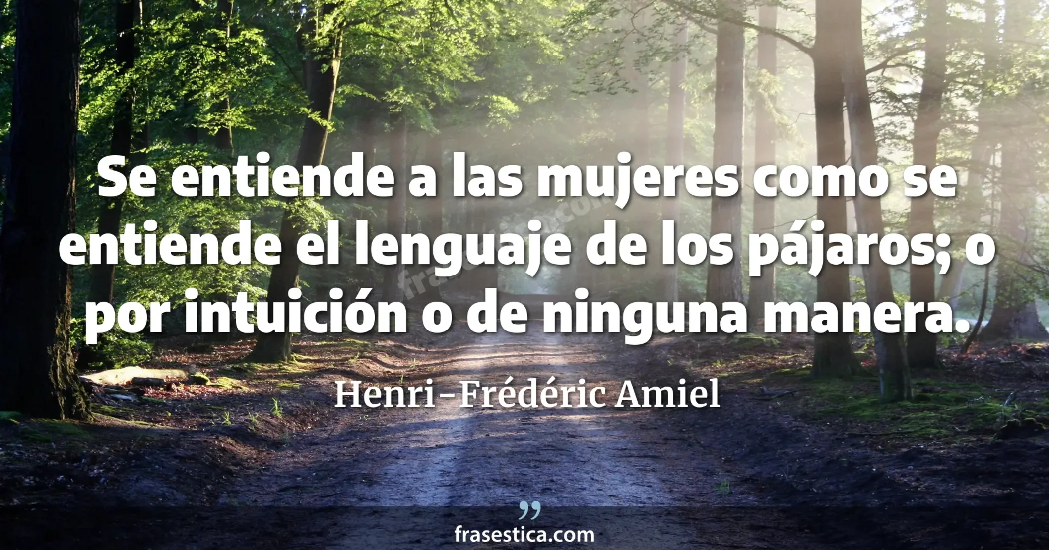 Se entiende a las mujeres como se entiende el lenguaje de los pájaros; o por intuición o de ninguna manera. - Henri-Frédéric Amiel