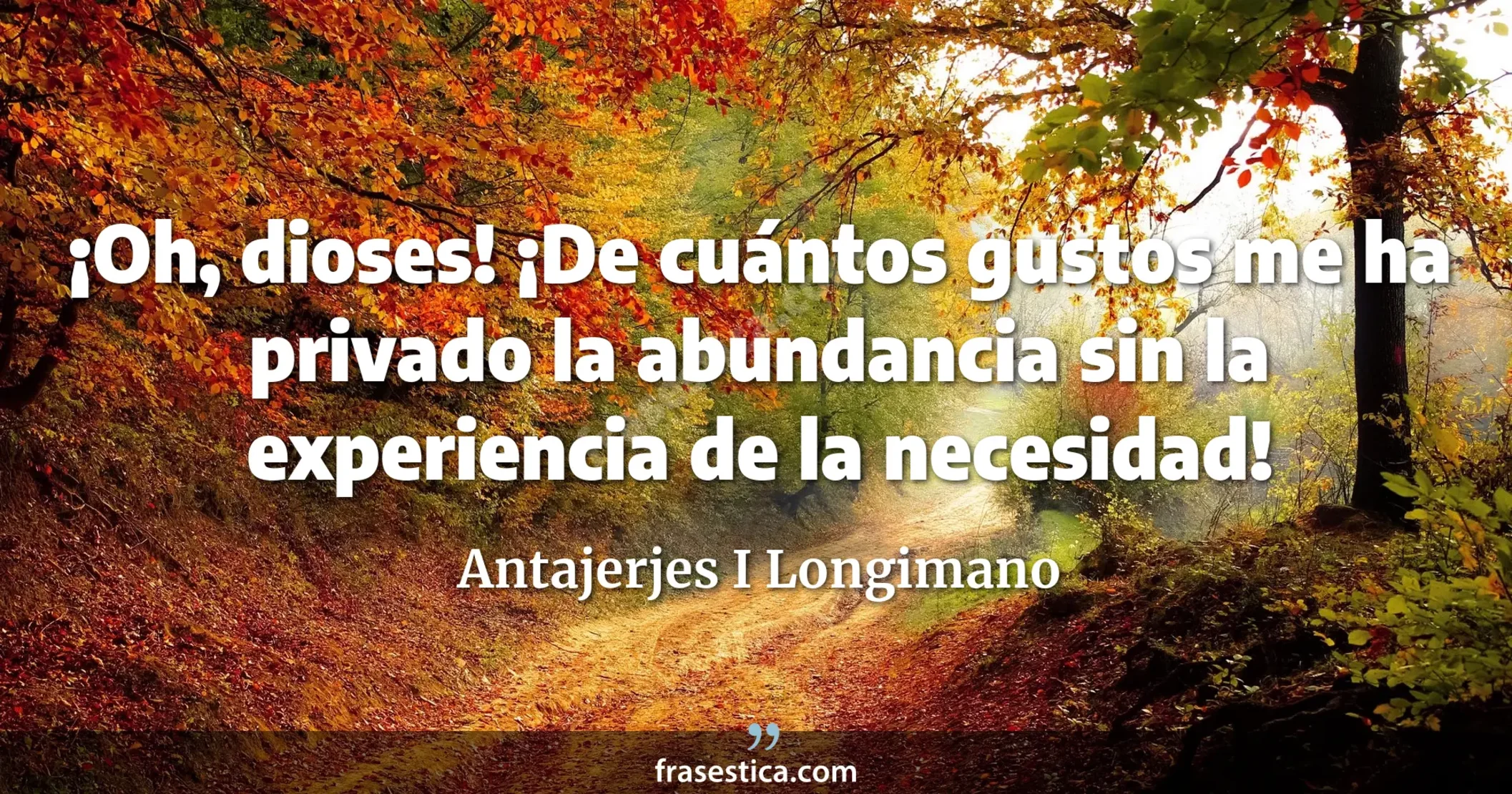 ¡Oh, dioses! ¡De cuántos gustos me ha privado la abundancia sin la experiencia de la necesidad! - Antajerjes I Longimano