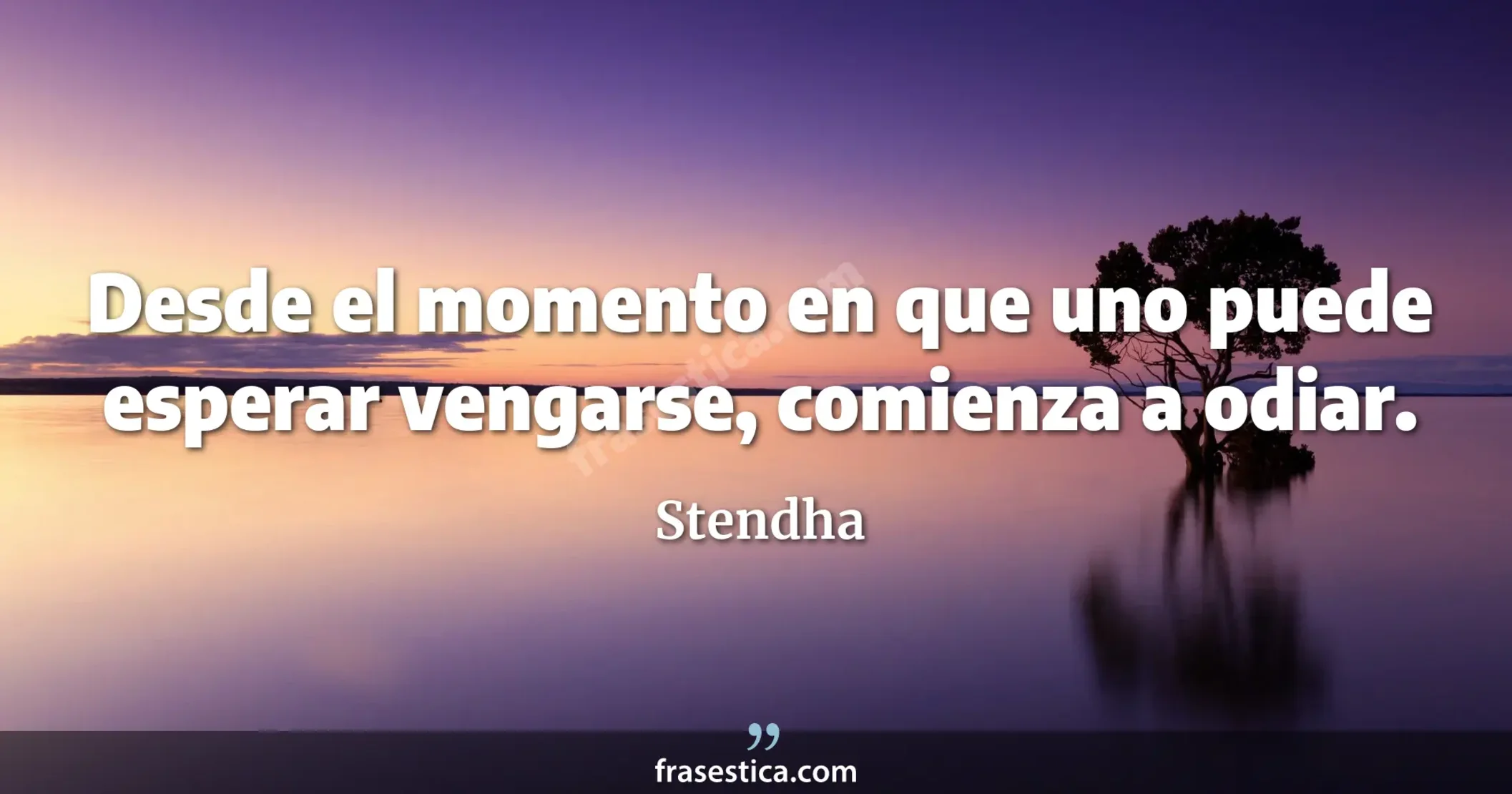 Desde el momento en que uno puede esperar vengarse, comienza a odiar. - Stendha