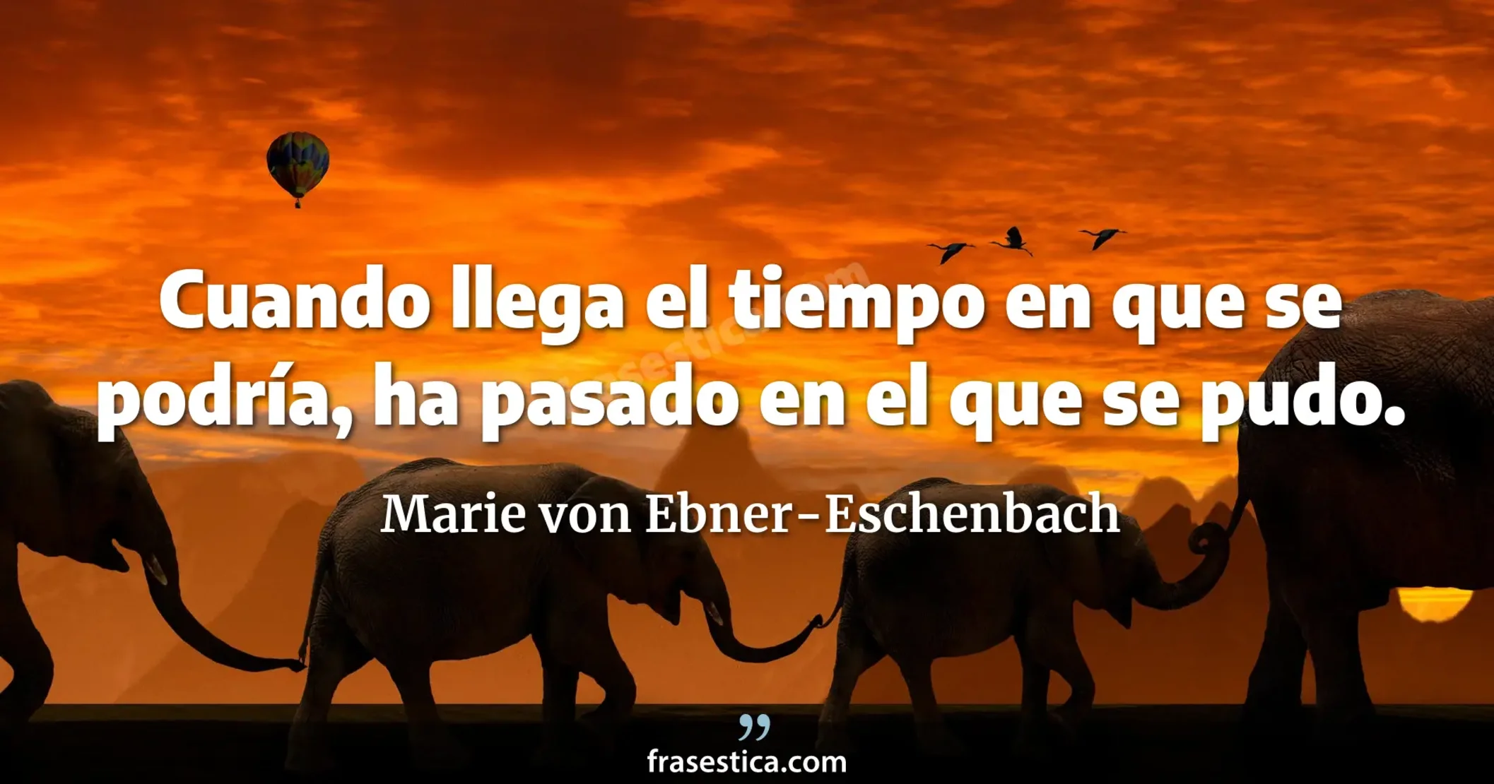 Cuando llega el tiempo en que se podría, ha pasado en el que se pudo. - Marie von Ebner-Eschenbach