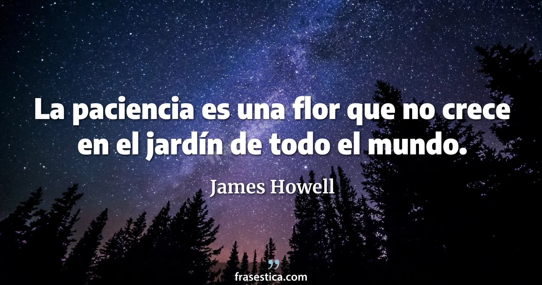 La paciencia es una flor que no crece en el jardín de todo el mundo. - James Howell