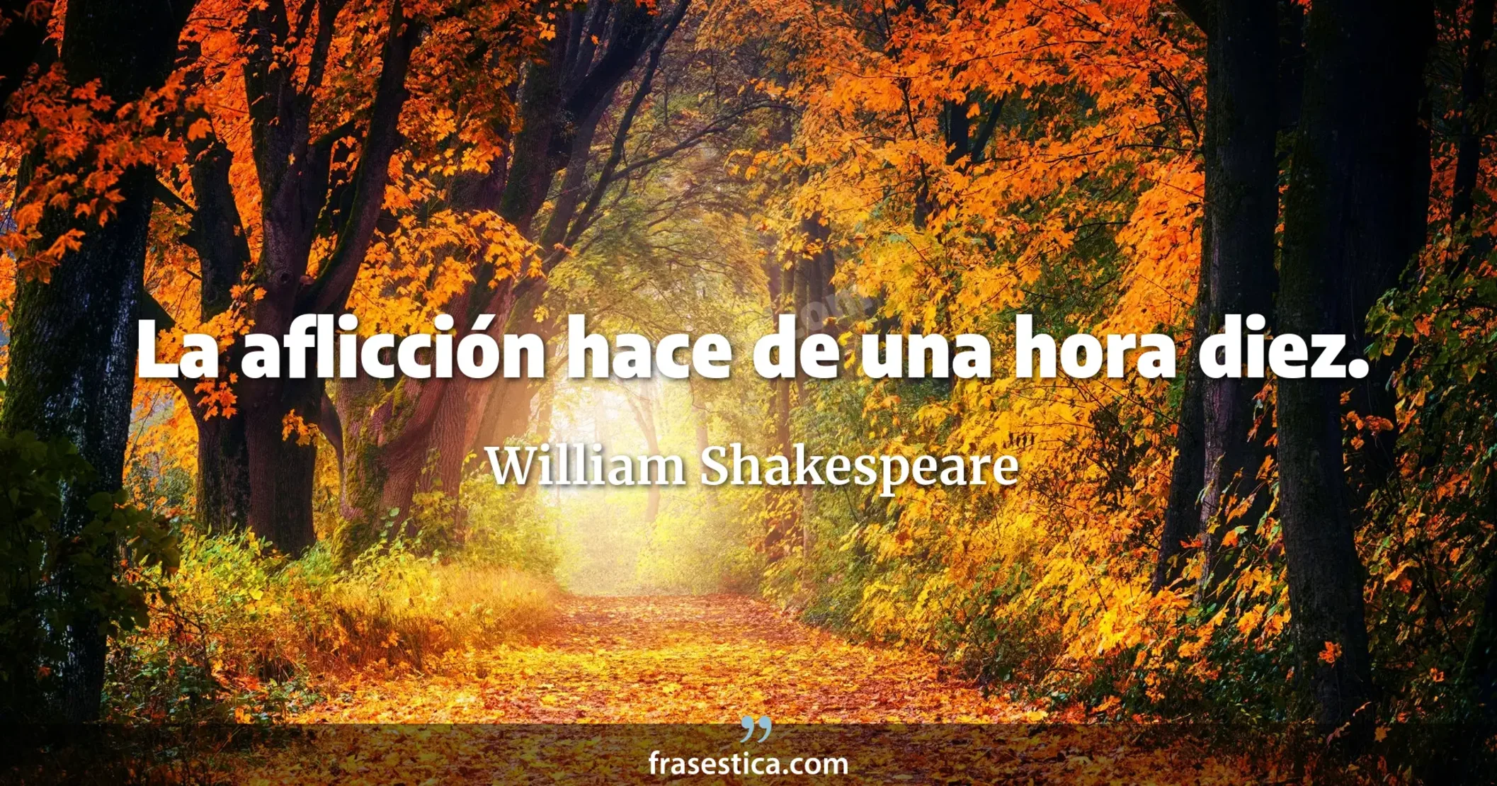 La aflicción hace de una hora diez.  - William Shakespeare