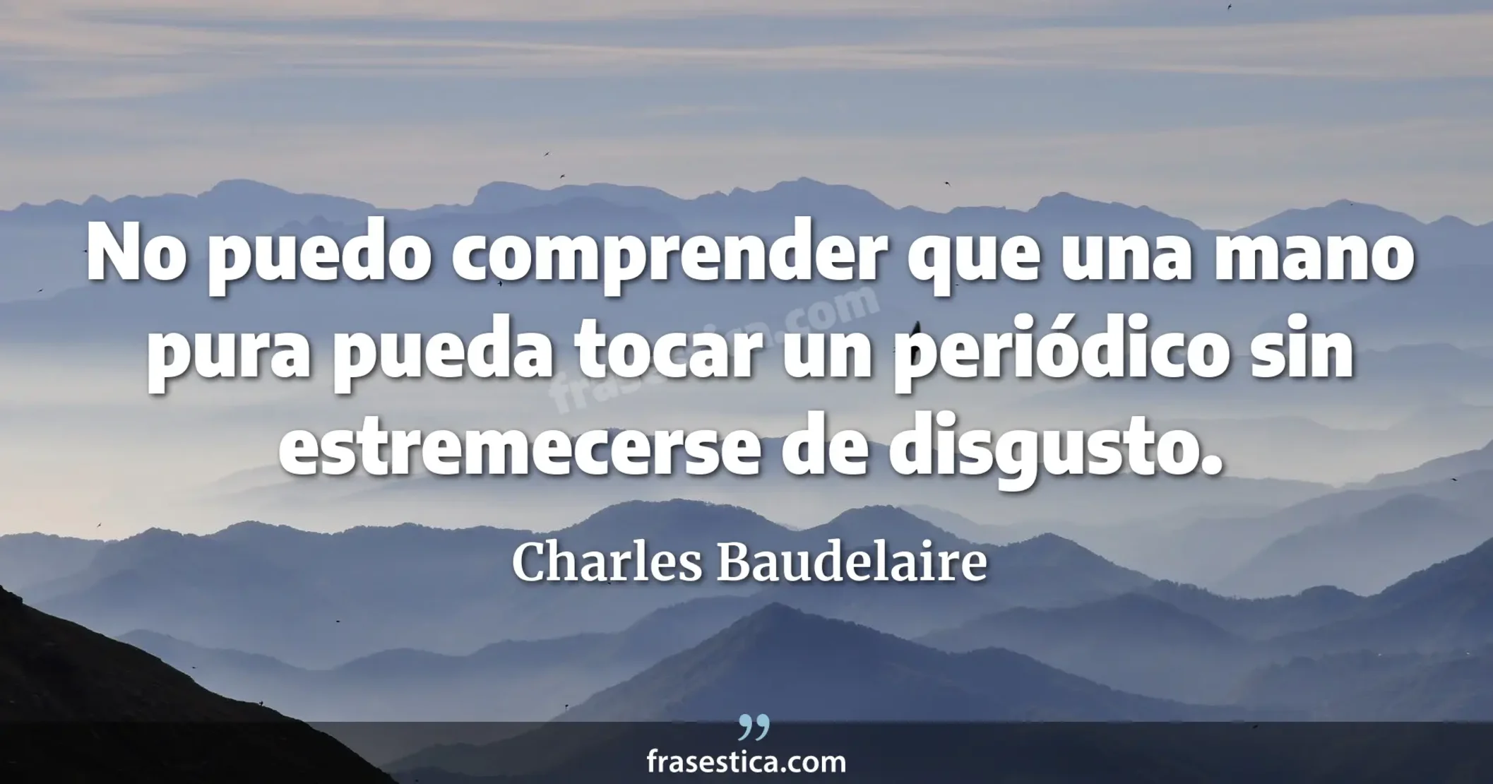 No puedo comprender que una mano pura pueda tocar un periódico sin estremecerse de disgusto. - Charles Baudelaire