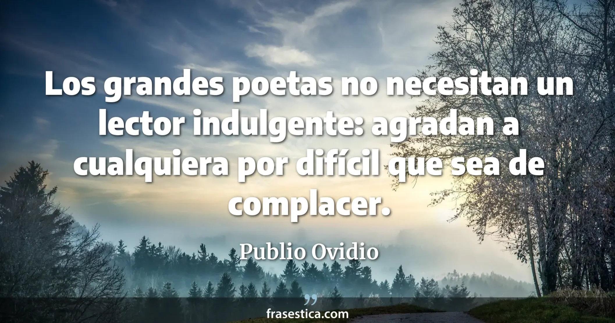 Los grandes poetas no necesitan un lector indulgente: agradan a cualquiera por difícil que sea de complacer. - Publio Ovidio