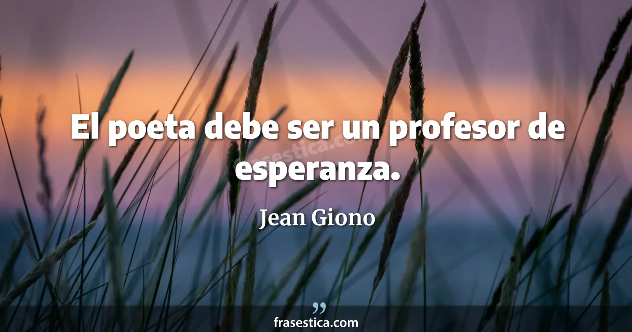El poeta debe ser un profesor de esperanza. - Jean Giono