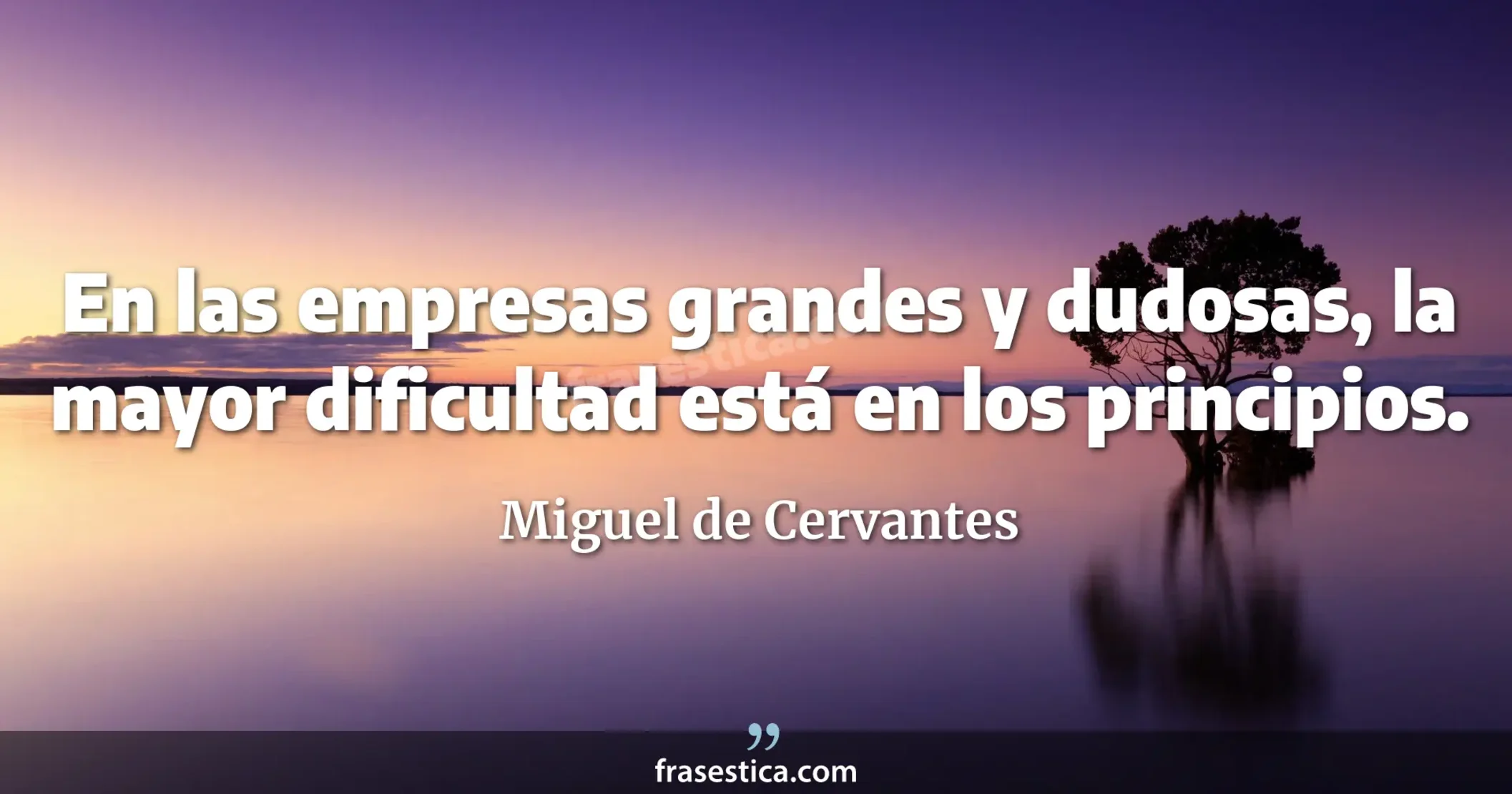 En las empresas grandes y dudosas, la mayor dificultad está en los principios. - Miguel de Cervantes
