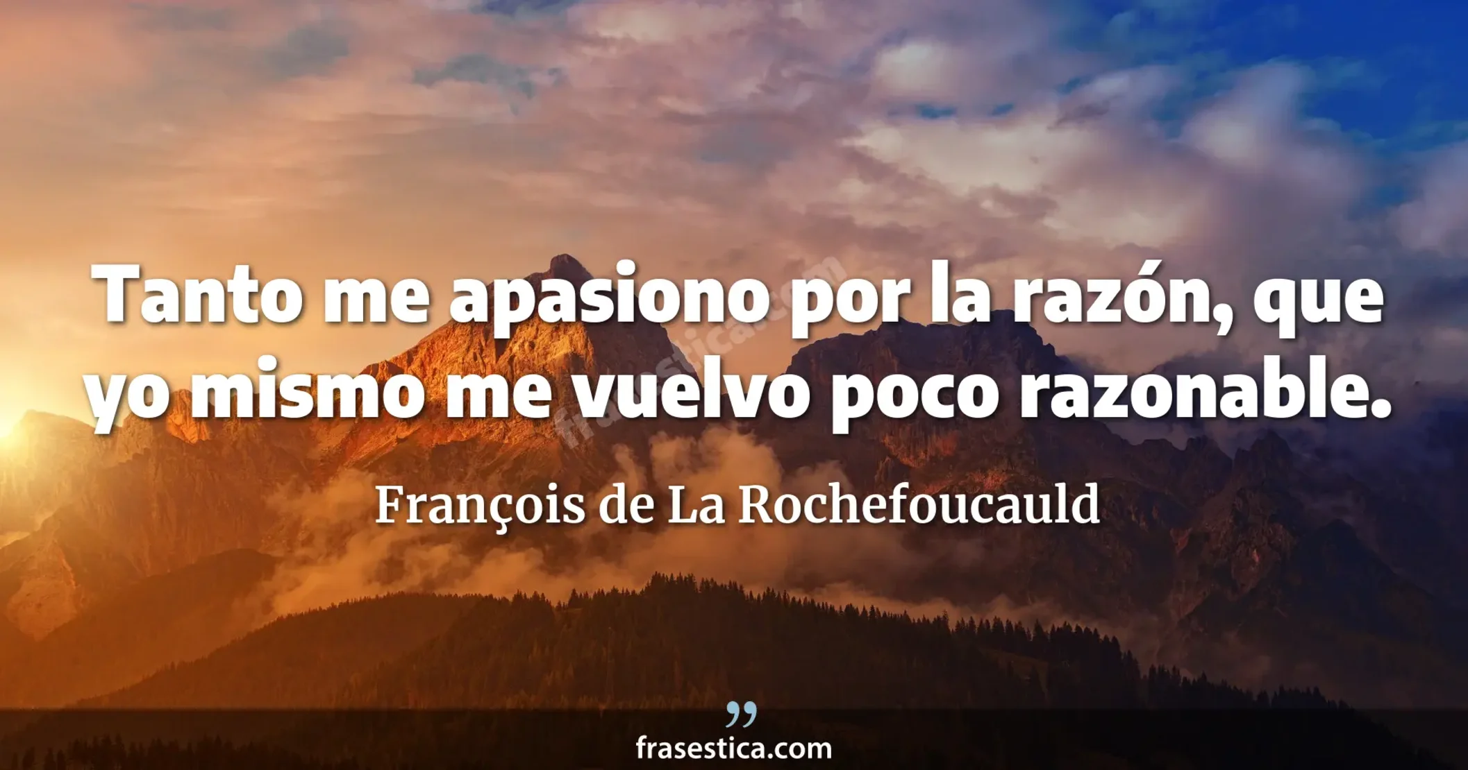 Tanto me apasiono por la razón, que yo mismo me vuelvo poco razonable. - François de La Rochefoucauld