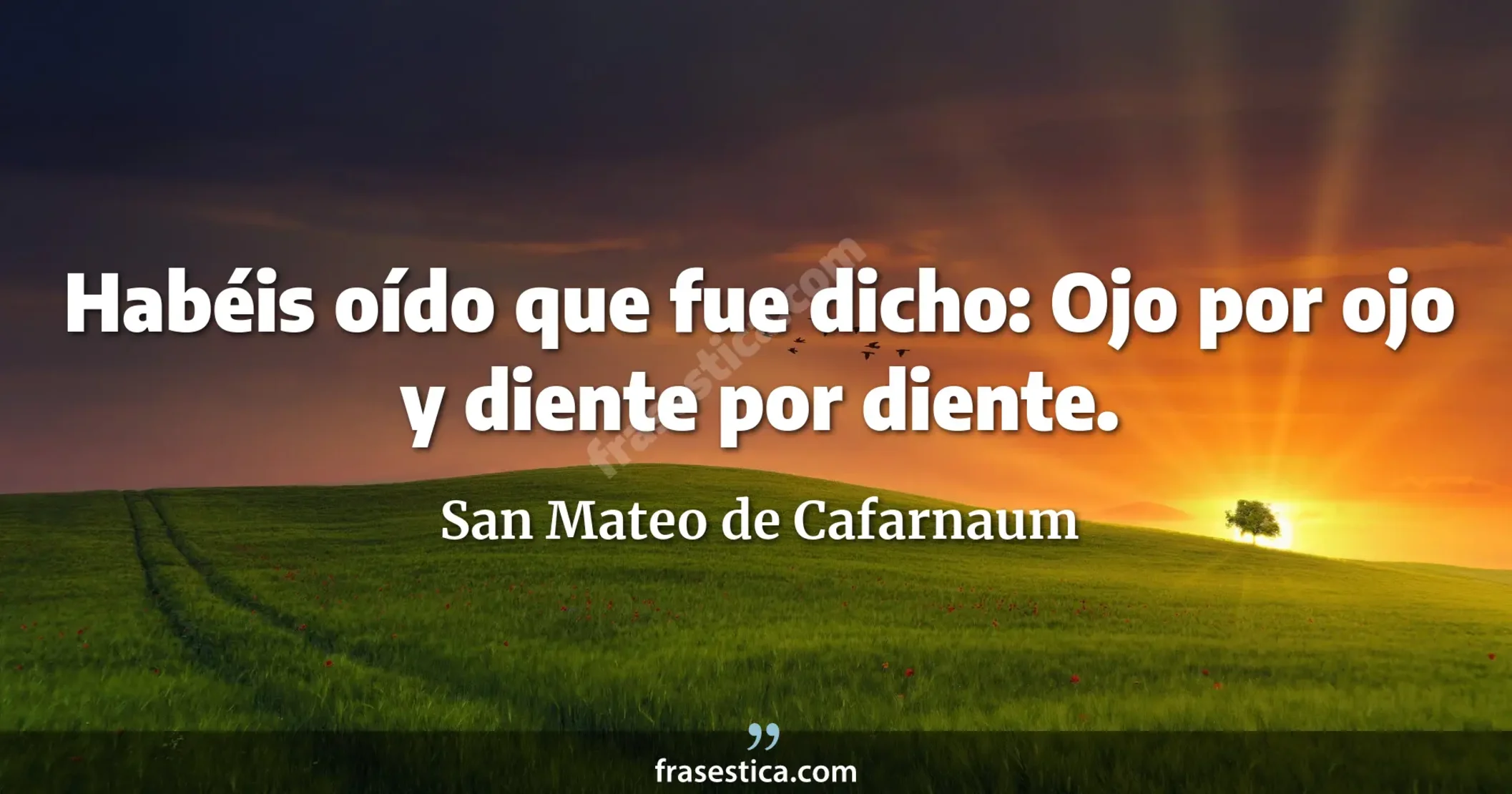 Habéis oído que fue dicho: Ojo por ojo y diente por diente. - San Mateo de Cafarnaum