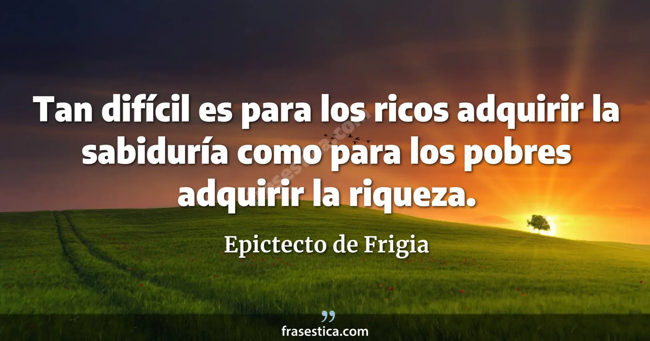 Tan difícil es para los ricos adquirir la sabiduría como para los pobres adquirir la riqueza. - Epictecto de Frigia