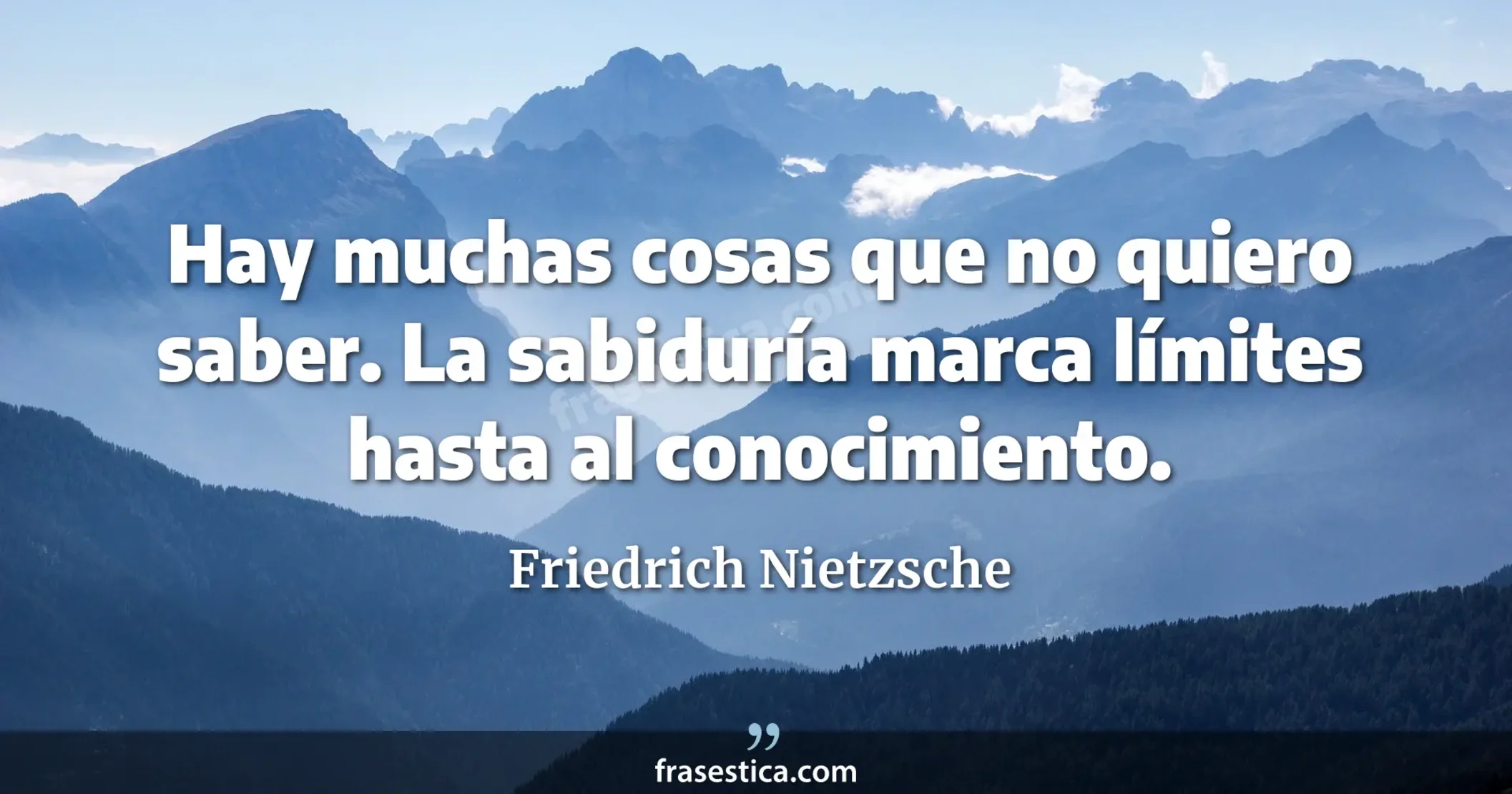 Hay muchas cosas que no quiero saber. La sabiduría marca límites hasta al conocimiento. - Friedrich Nietzsche