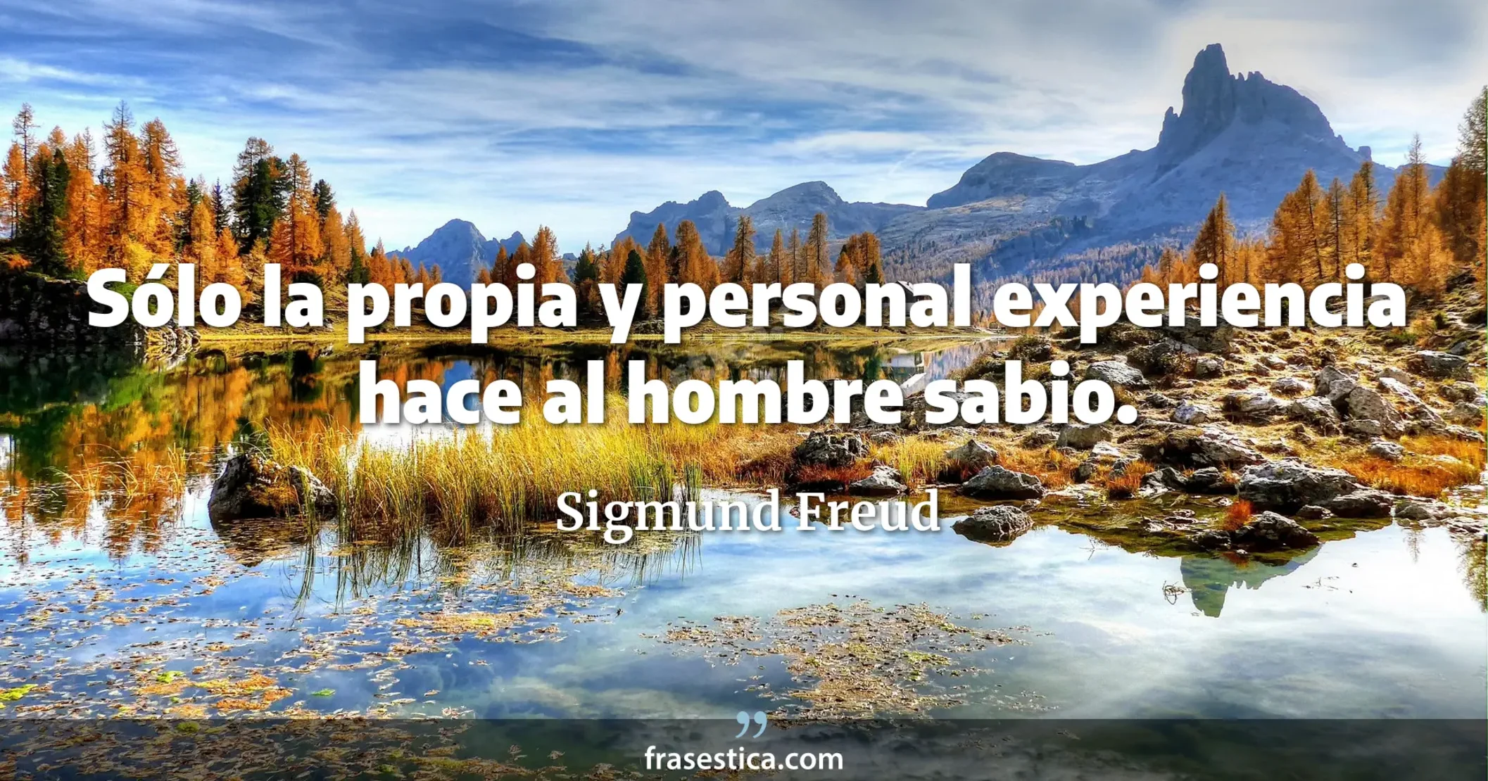 Sólo la propia y personal experiencia hace al hombre sabio. - Sigmund Freud
