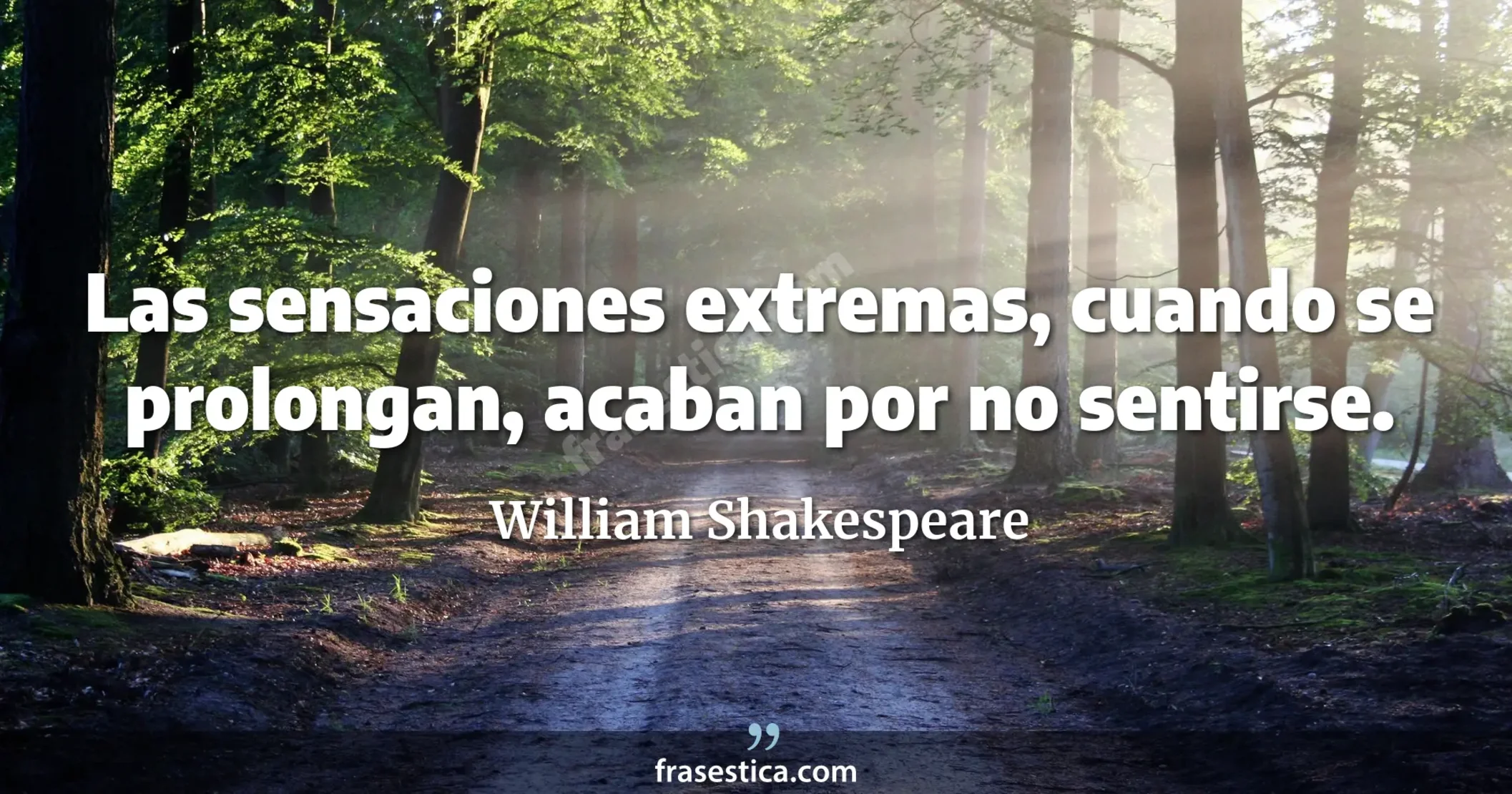 Las sensaciones extremas, cuando se prolongan, acaban por no sentirse. - William Shakespeare