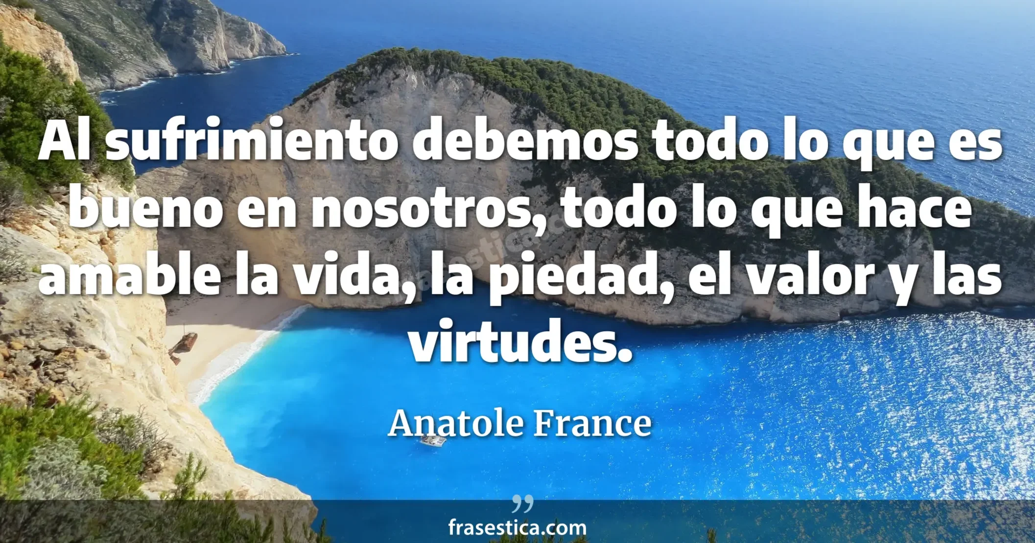 Al sufrimiento debemos todo lo que es bueno en nosotros, todo lo que hace amable la vida, la piedad, el valor y las virtudes. - Anatole France