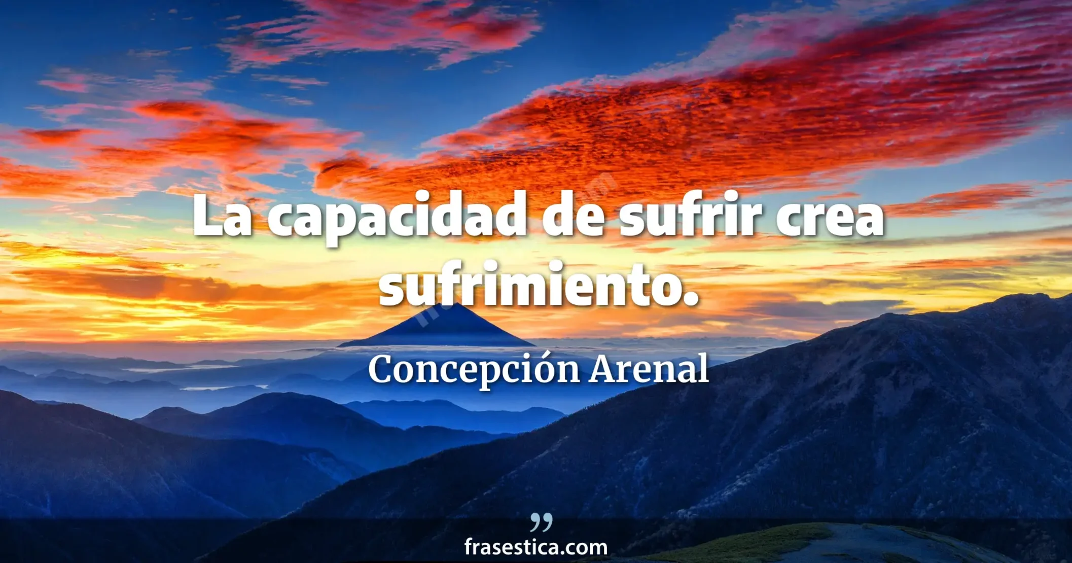 La capacidad de sufrir crea sufrimiento. - Concepción Arenal