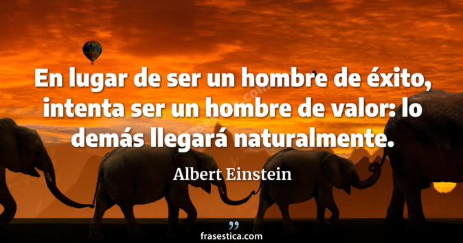 En lugar de ser un hombre de éxito, intenta ser un hombre de valor: lo demás llegará naturalmente. - Albert Einstein