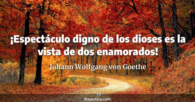 ¡Espectáculo digno de los dioses es la vista de dos enamorados! - Johann Wolfgang von Goethe
