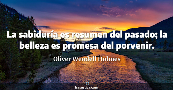 La sabiduría es resumen del pasado; la belleza es promesa del porvenir. - Oliver Wendell Holmes