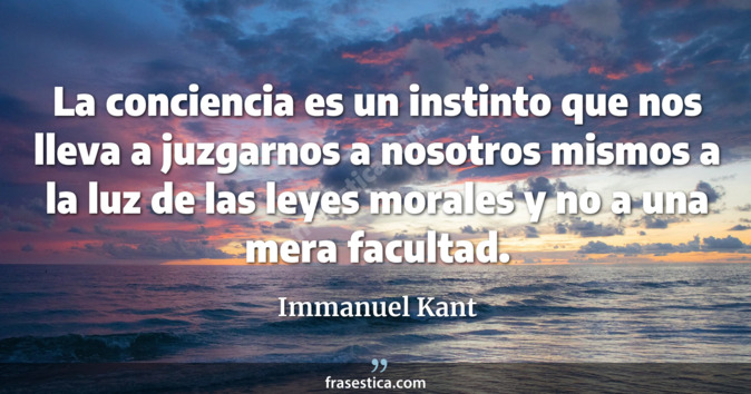 La conciencia es un instinto que nos lleva a juzgarnos a nosotros mismos a la luz de las leyes morales y no a una mera facultad. - Immanuel Kant