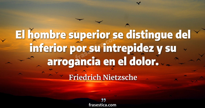 El hombre superior se distingue del inferior por su intrepidez y su arrogancia en el dolor. - Friedrich Nietzsche