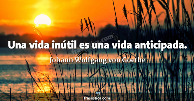 Una vida inútil es una vida anticipada. - Johann Wolfgang von Goethe