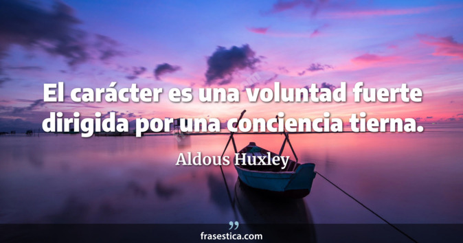 El carácter es una voluntad fuerte dirigida por una conciencia tierna. - Aldous Huxley