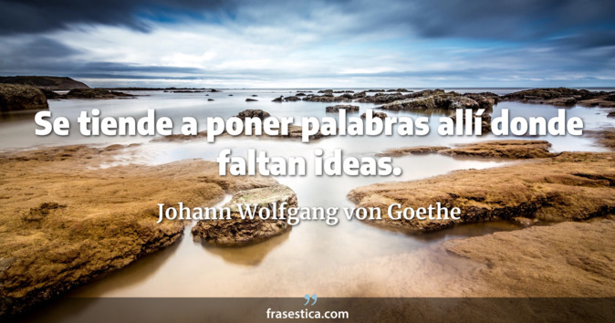 Se tiende a poner palabras allí donde faltan ideas. - Johann Wolfgang von Goethe