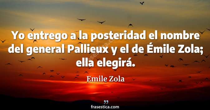 Yo entrego a la posteridad el nombre del general Pallieux y el de Émile Zola; ella elegirá. - Emile Zola