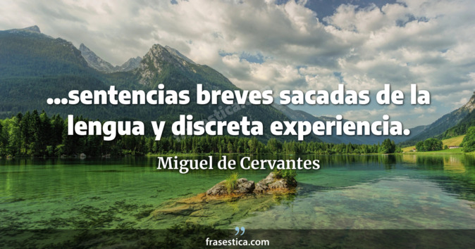 ...sentencias breves sacadas de la lengua y discreta experiencia. - Miguel de Cervantes