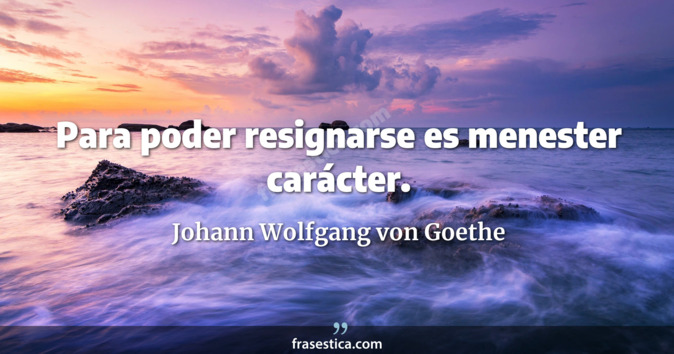 Para poder resignarse es menester carácter. - Johann Wolfgang von Goethe