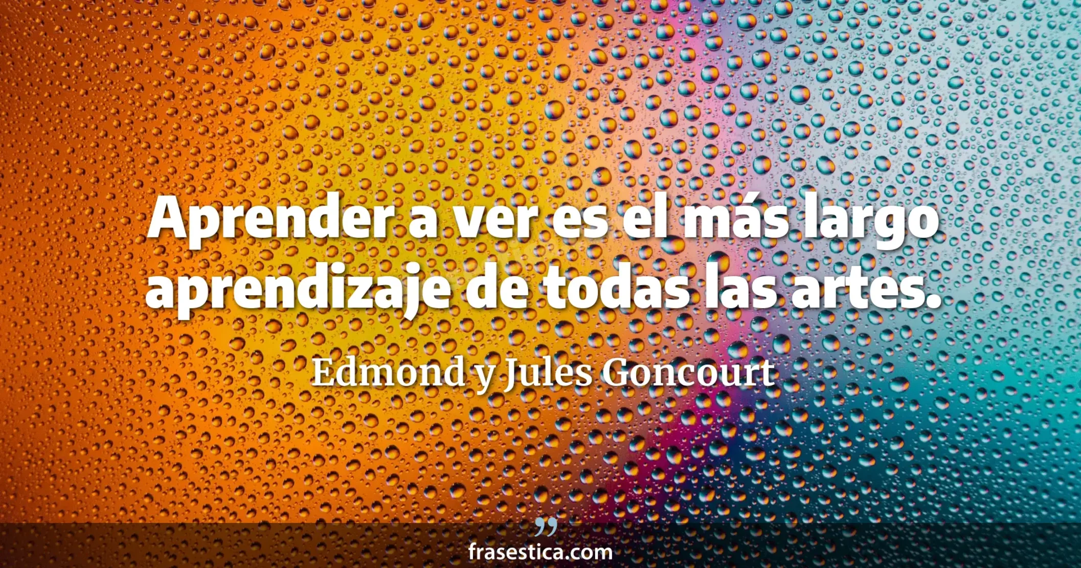 Aprender a ver es el más largo aprendizaje de todas las artes. - Edmond y Jules Goncourt