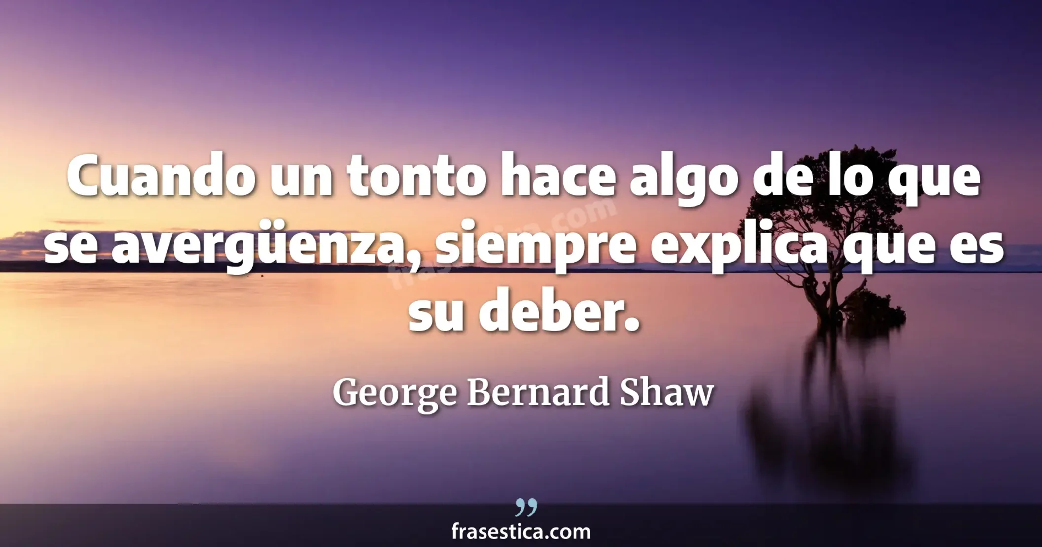 Cuando un tonto hace algo de lo que se avergüenza, siempre explica que es su deber. - George Bernard Shaw