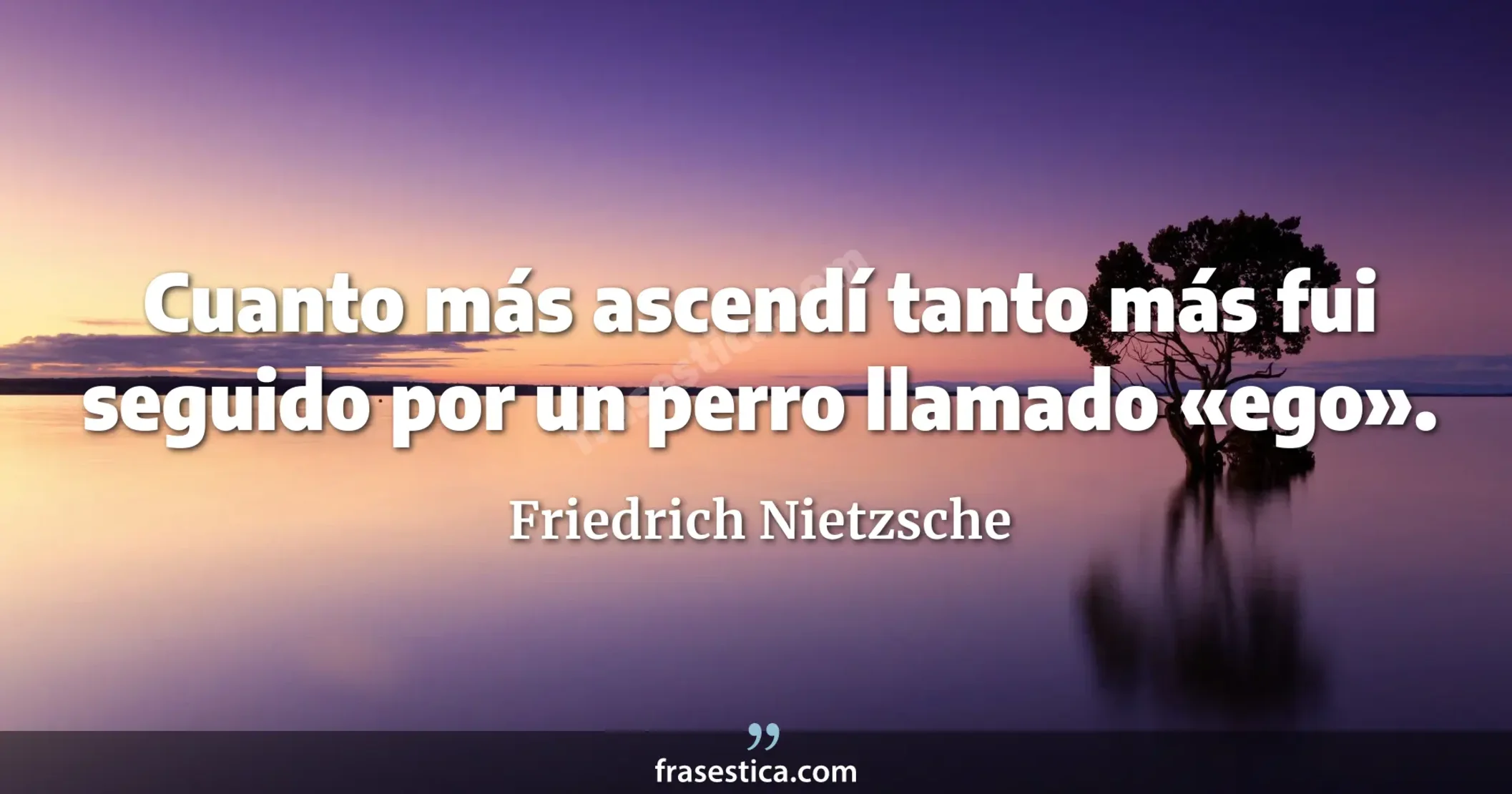 Cuanto más ascendí tanto más fui seguido por un perro llamado «ego». - Friedrich Nietzsche