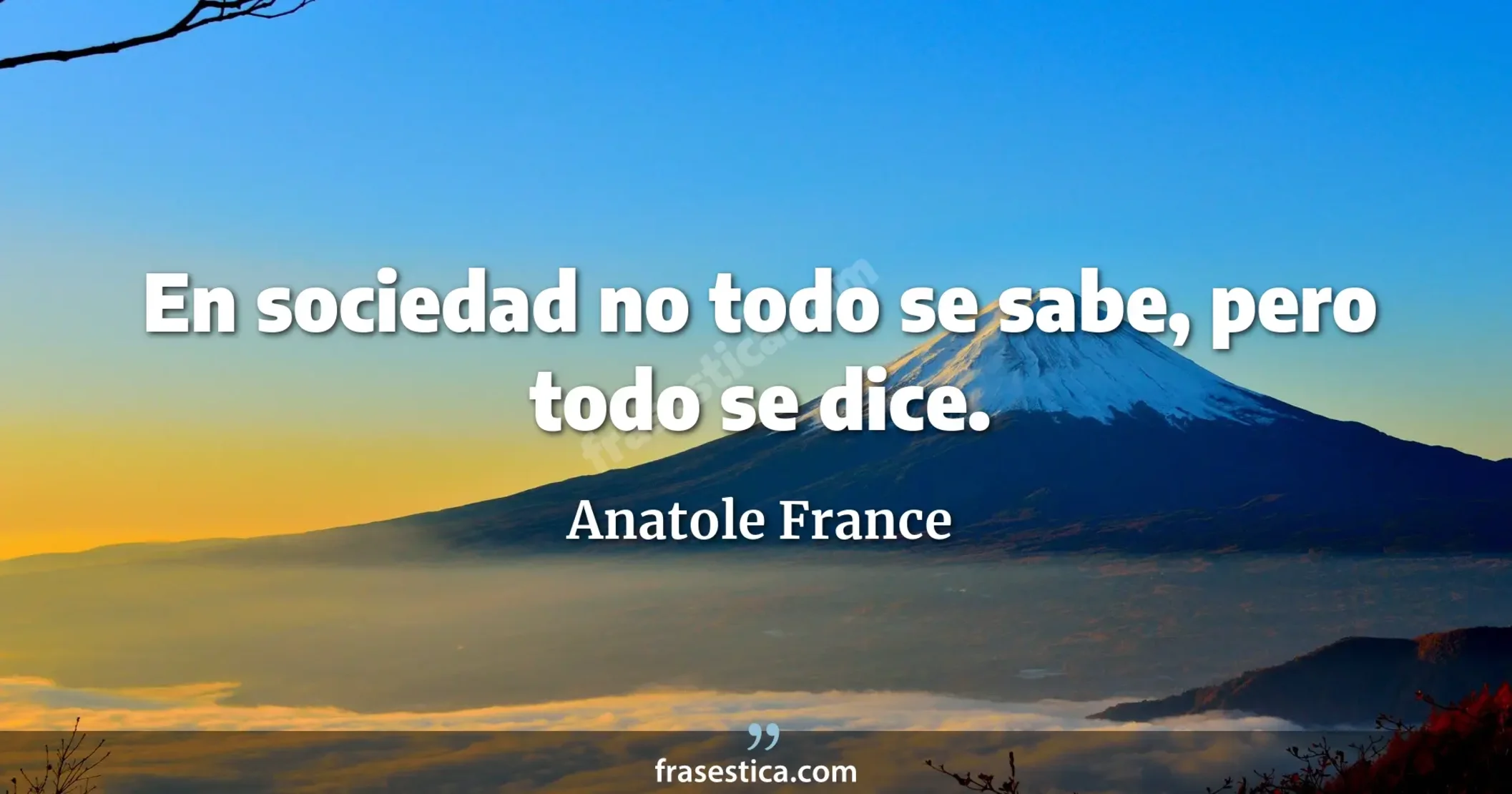 En sociedad no todo se sabe, pero todo se dice. - Anatole France