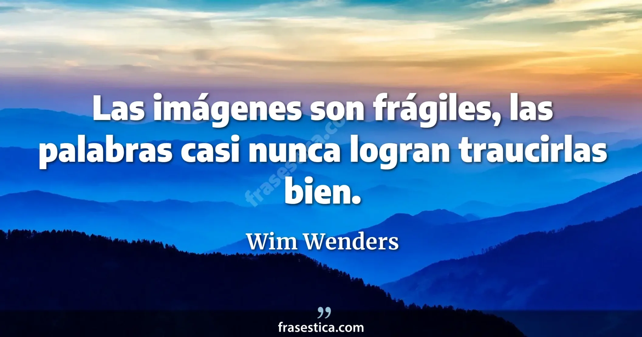 Las imágenes son frágiles, las palabras casi nunca logran traucirlas bien. - Wim Wenders