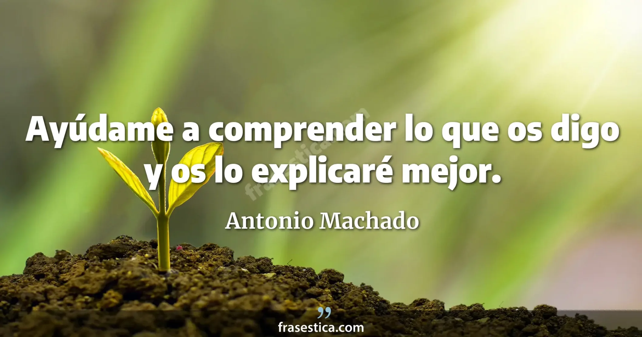 Ayúdame a comprender lo que os digo y os lo explicaré mejor. - Antonio Machado