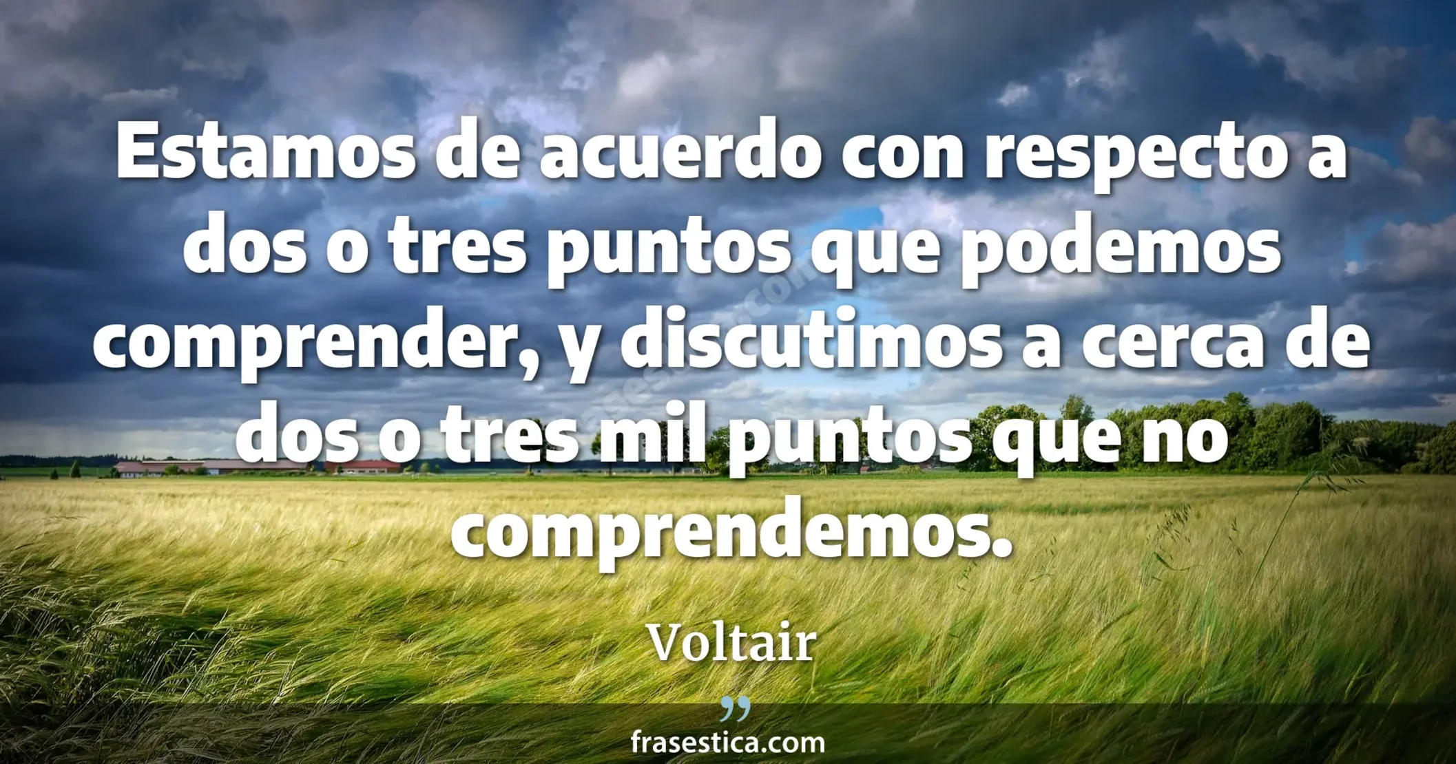Estamos de acuerdo con respecto a dos o tres puntos que podemos comprender, y discutimos a cerca de dos o tres mil puntos que no comprendemos. - Voltair